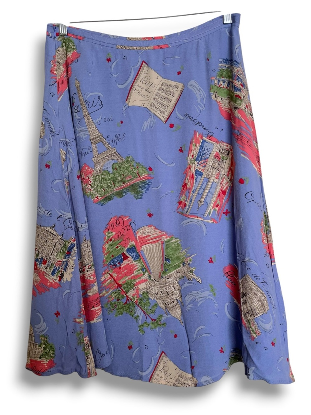Liz Claiborne Paris France Novelty Print Midi Skirt Size 14 Blue - Picture 3 of 8